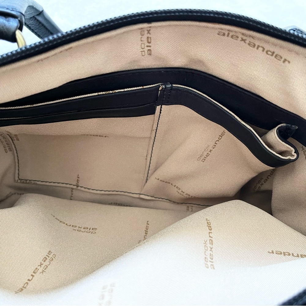 DEREK ALEXANDER BLACK LEATHER BAG CLASSIC CAPSULE WARDROBE STYLISH MINIMALIST - Picture 5 of 12